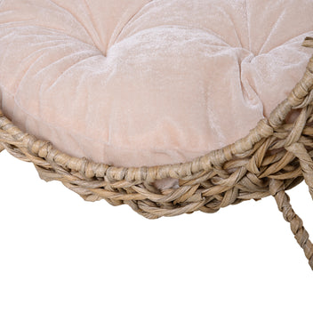 Rottingkattgrotta med mjuk kudde – beige, Ø52 cm, max. 10 kg