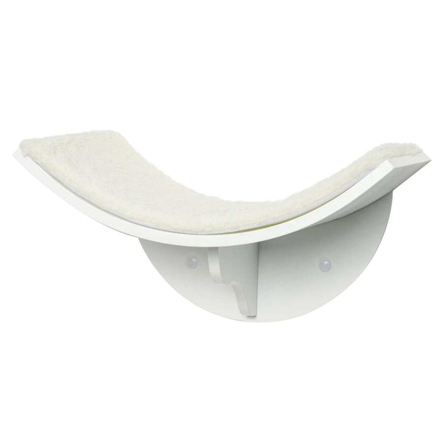 Väggmonterad katt hylla med fleece – vit, 41 cm, max. 10 kg