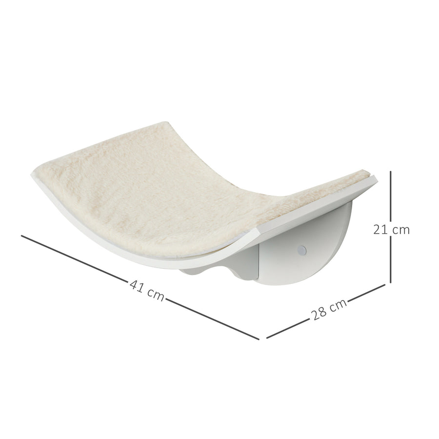Väggmonterad katt hylla med fleece – vit, 41 cm, max. 10 kg