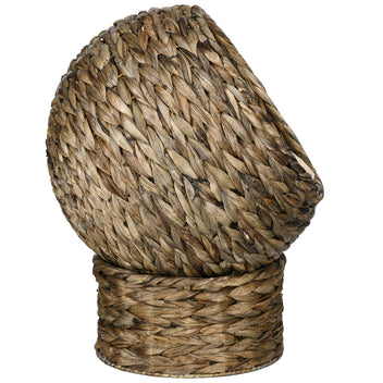 Upphöjd kattbädd av vattenhyacint med mjuk kudde – brun, 40 cm, max. 3,5 kg