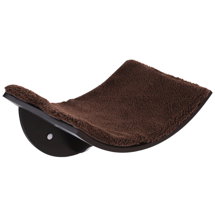 Väggmonterad katt hylla med fleece – brun, 41 cm, max. 10 kg