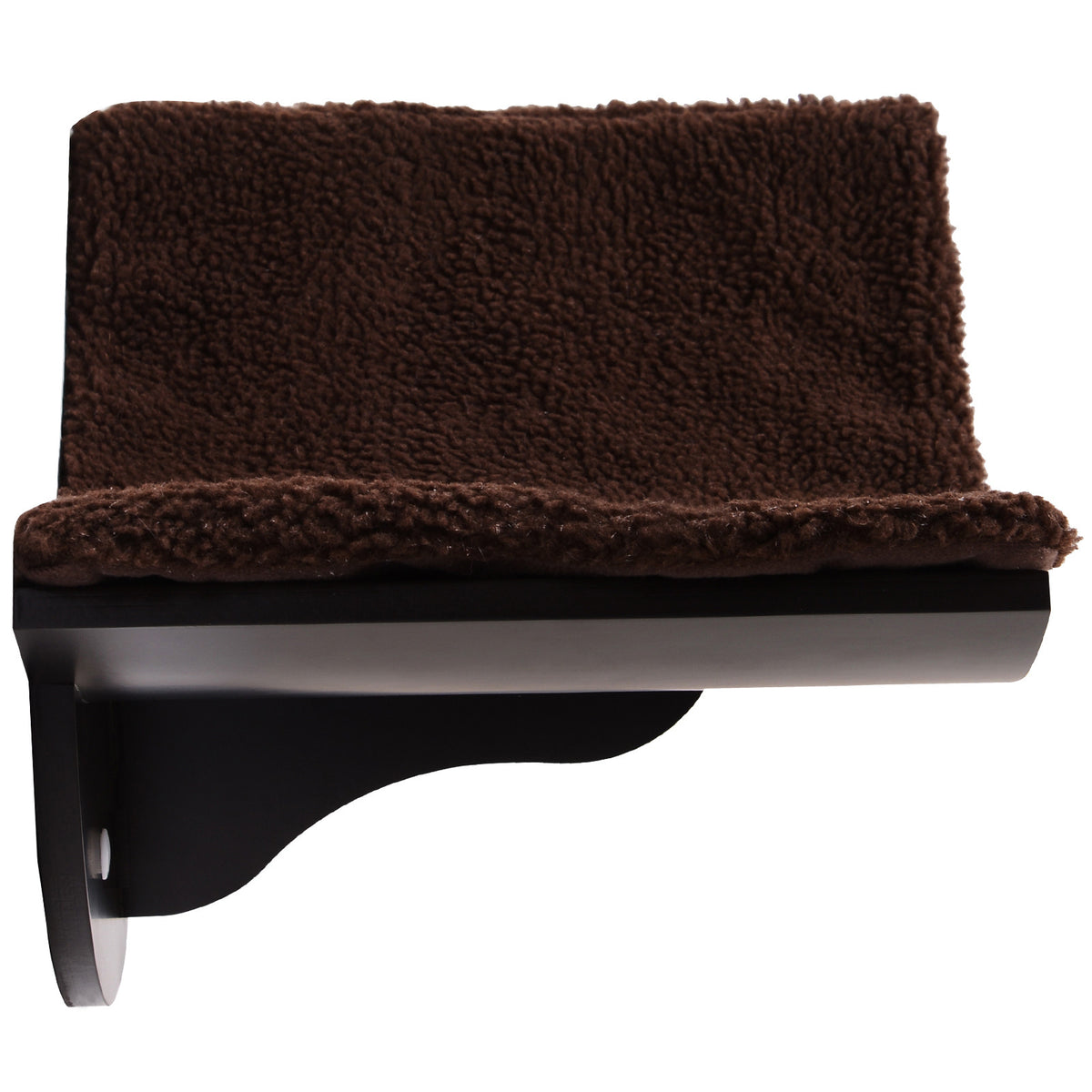 Väggmonterad katt hylla med fleece – brun, 41 cm, max. 10 kg