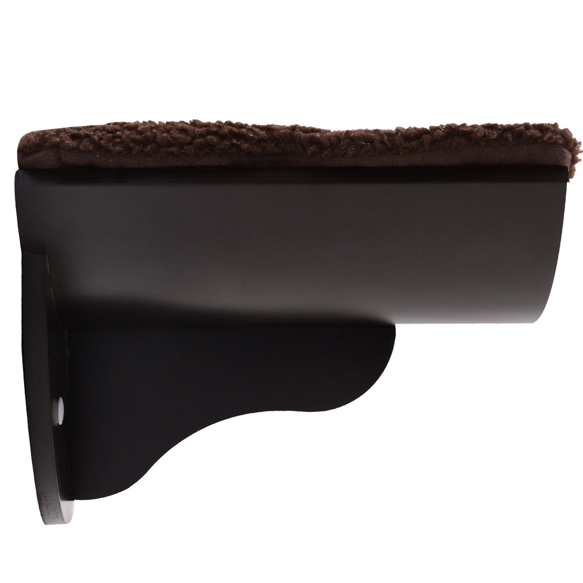 Väggmonterad katt hylla med fleece – brun, 41 cm, max. 10 kg