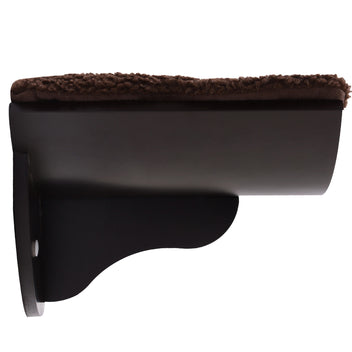 Väggmonterad katt hylla med fleece – brun, 41 cm, max. 10 kg