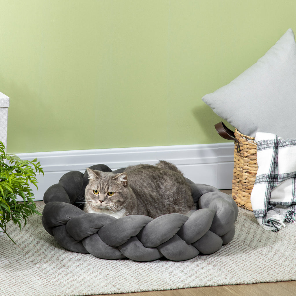 Pehmeä ja pestävä pyöreä lemmikkisänky – kissoille ja pienille koirille, irrotettavalla tyynyllä