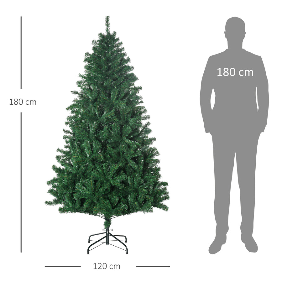 180 cm konstgjord gran med metallfot – tät och autentisk julgran för inomhusbruk