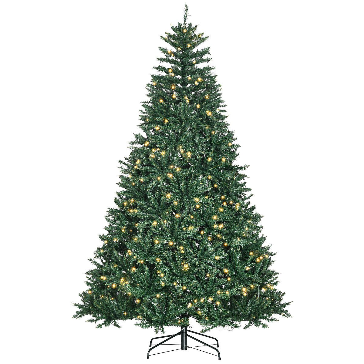 210 cm valaistu tekokuusi – 700 LED-valoa, tiheä rakenne ja tukeva metallijalka, sisäkäyttöön