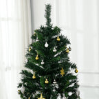 180 cm valaistu tekokuusi – 200 LED-valoa, koristeet ja tukeva metallijalka, aidonnäköinen ja paloturvallinen joulukuusi