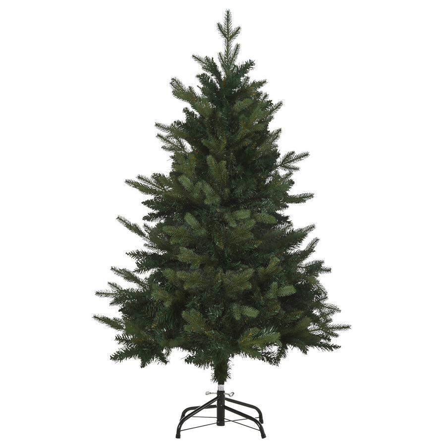 120 cm realistisk konstgjord gran – 657 grenar, grön PVC/PE-gran och stadig metallbas, för inomhusbruk