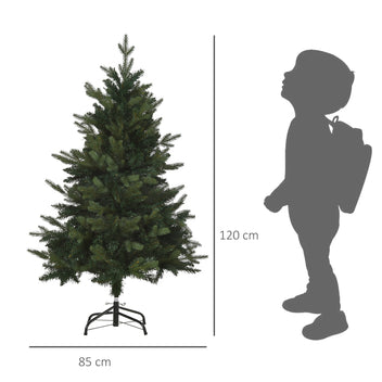 120 cm realistisk konstgjord gran – 657 grenar, grön PVC/PE-gran och stadig metallbas, för inomhusbruk