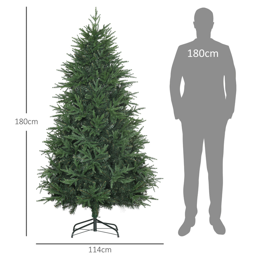 180 cm realistisk konstgjord gran – 4030 grenar, realistisk PVC/PE-gran och stadig metallbas, brandsäker och enkel att montera