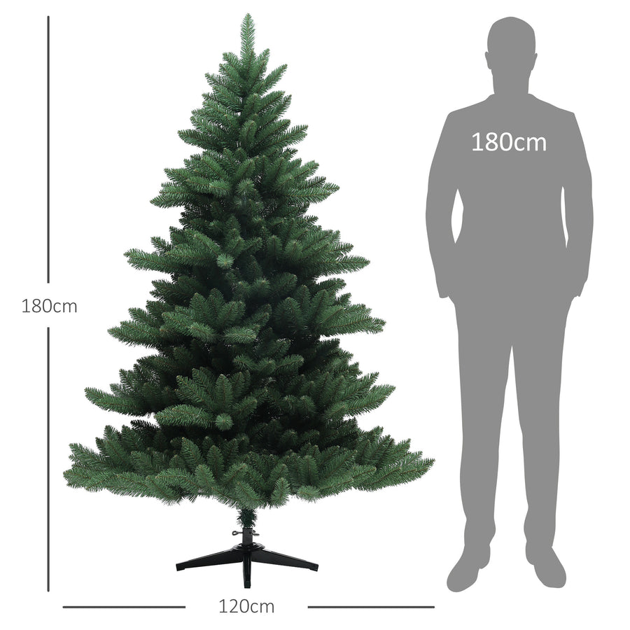 180 cm konstgjord gran i Nordmann-stil – 880 grenar, realistisk och robust metallbas, brandsäker och enkel att montera
