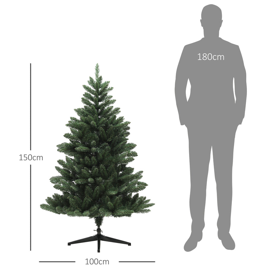 150 cm Nordmann-tyylinen tekokuusi – 565 oksaa, aidonnäköinen ja tukeva metallijalka, paloturvallinen ja helppo koota