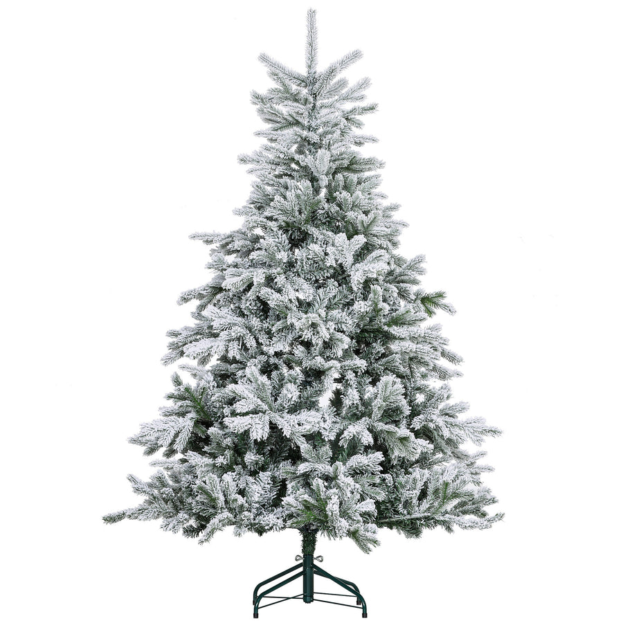 180 cm lumipäällysteinen tekokuusi – 1321 oksaa, aidonnäköinen ja paloturvallinen joulukuusi metallijalalla, helppo koota