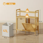 Bambusta valmistettu pyykkikaappi kahdella irrotettavalla korilla ja hyllyillä – luonnollinen, 82 cm