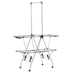 Kolmikerroksinen taitettava vaateteline pyörillä – säädettävät tasot ja 35 kg kantavuus