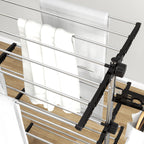 Taitettava vaateteline pyörillä ja säädettävällä korkeudella – 30 kg kantavuus