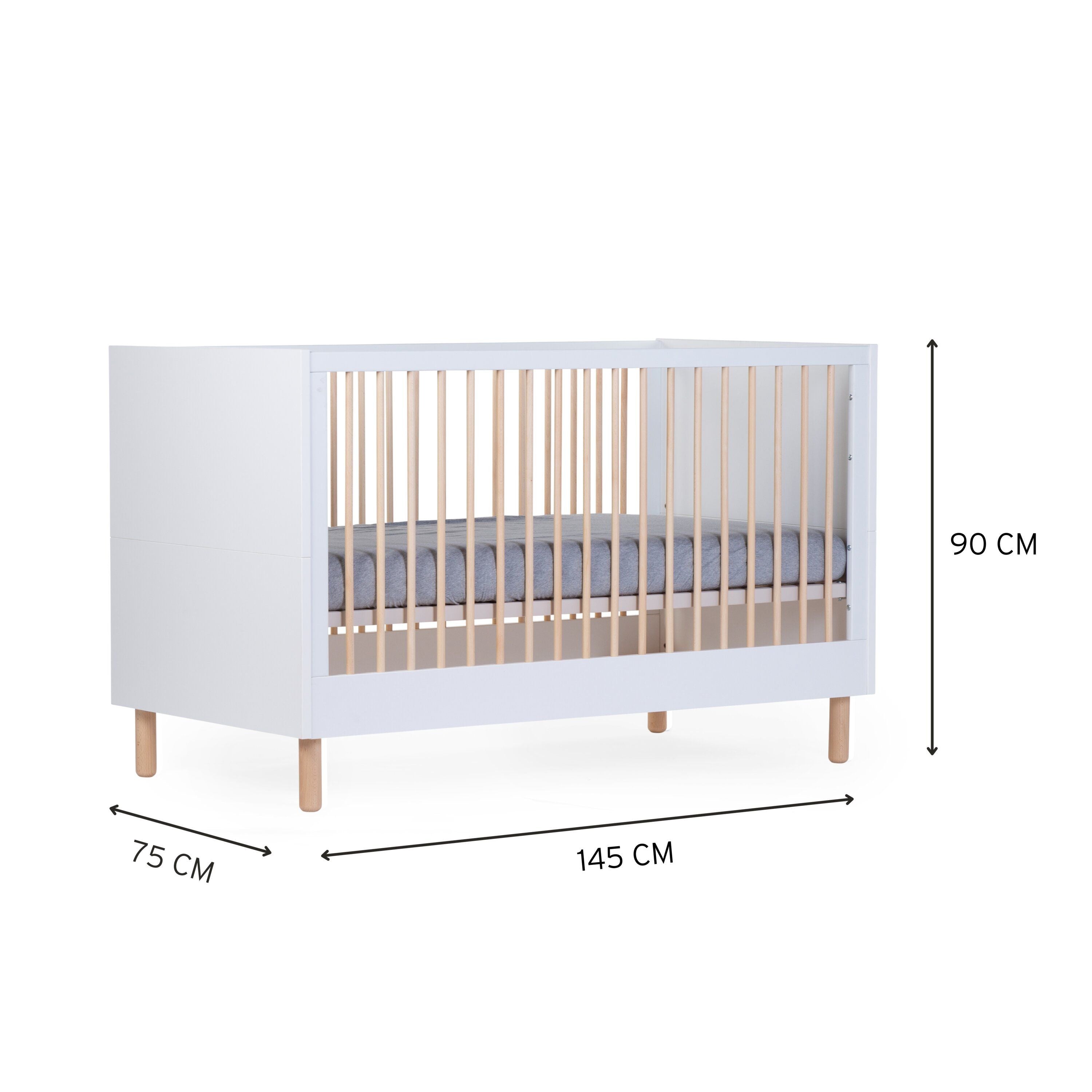 Valkoinen pinnasänky 70x140 cm – muunneltava ja turvallinen vauvan ja taaperon sänky