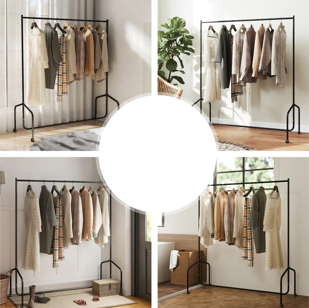 Metallinen vaaterekki pyörillä, max.140 kg – moderni ja tukeva vaateteline kotiin ja liikkeeseen