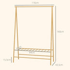 Bambu vaaterekki hyllyllä – tyylikäs ja kestävä vaateteline eteiseen ja makuuhuoneeseen (116x43,5x160 cm)