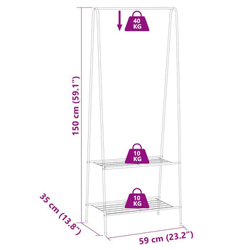 Vaateteline 59x35x150 cm musta