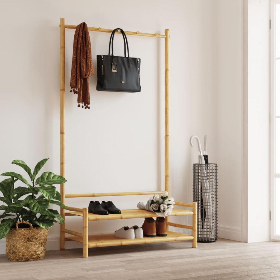 Klädställ med hyllor 103x40x183 cm bambu