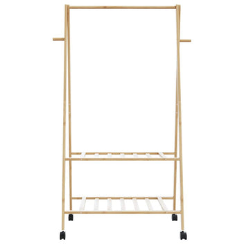 Vaateteline hyllyillä ja pyörillä 96x45,5x155,5 cm bambu