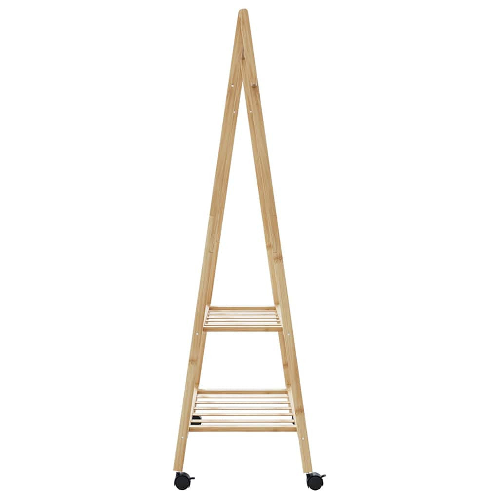Vaateteline hyllyillä ja pyörillä 96x45,5x155,5 cm bambu
