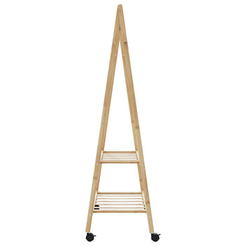 Vaateteline hyllyillä ja pyörillä 96x45,5x155,5 cm bambu