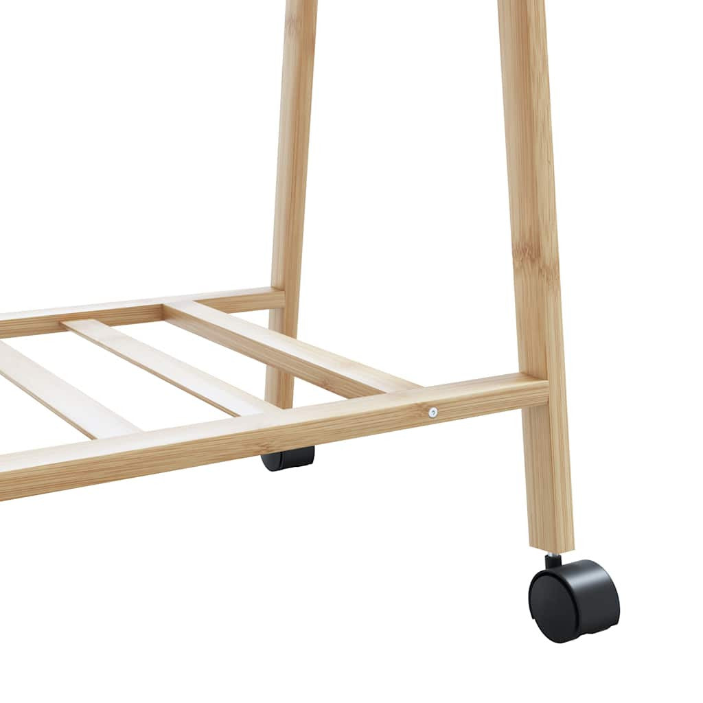 Vaateteline hyllyillä ja pyörillä 96x45,5x155,5 cm bambu
