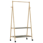 Klädställ med hyllor och hjul 96x45,5x155,5 cm bambu