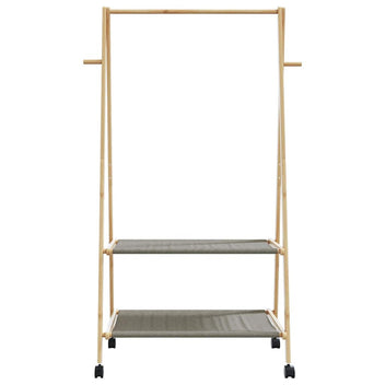 Vaateteline hyllyillä ja pyörillä 96x45,5x155,5 cm bambu