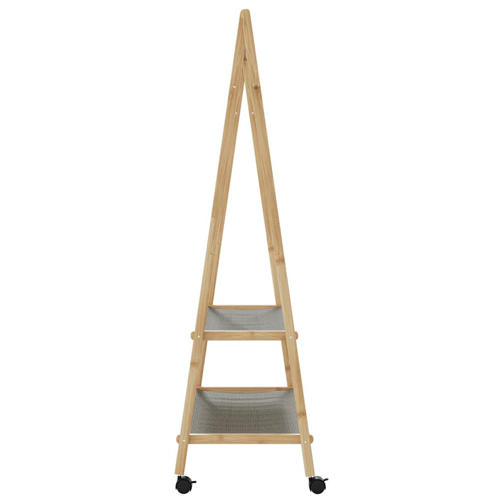 Vaateteline hyllyillä ja pyörillä 96x45,5x155,5 cm bambu