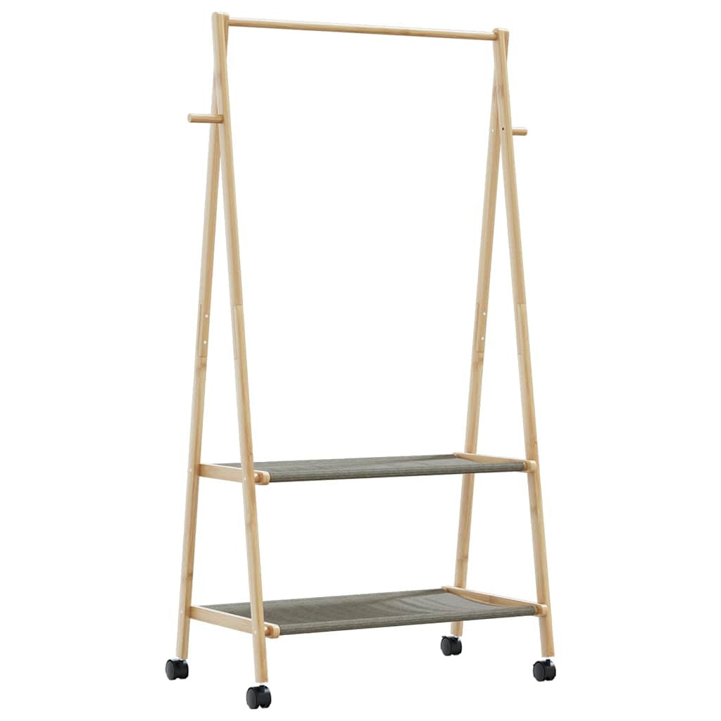 Vaateteline hyllyillä ja pyörillä 96x45,5x155,5 cm bambu