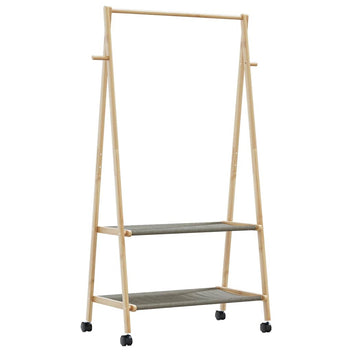 Vaateteline hyllyillä ja pyörillä 96x45,5x155,5 cm bambu
