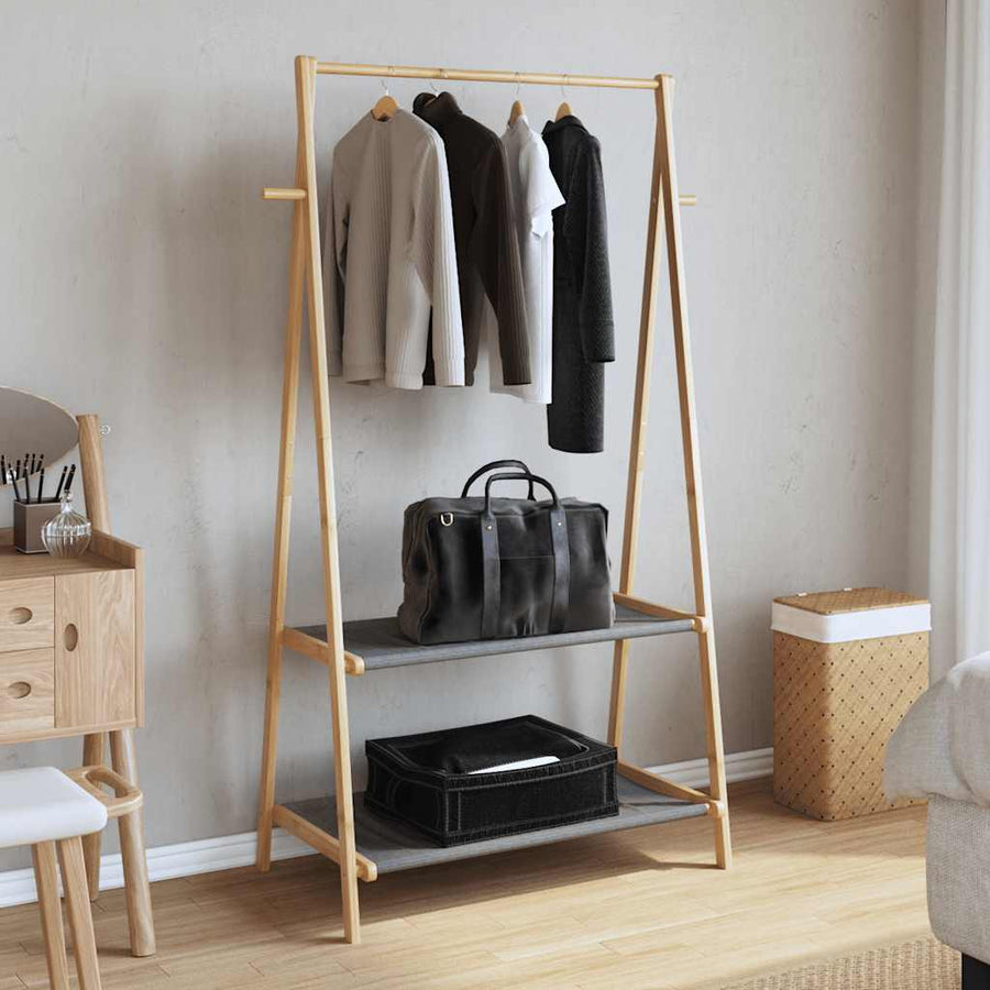 Klädställ med hyllor 96x45,5x150,5 cm bambu