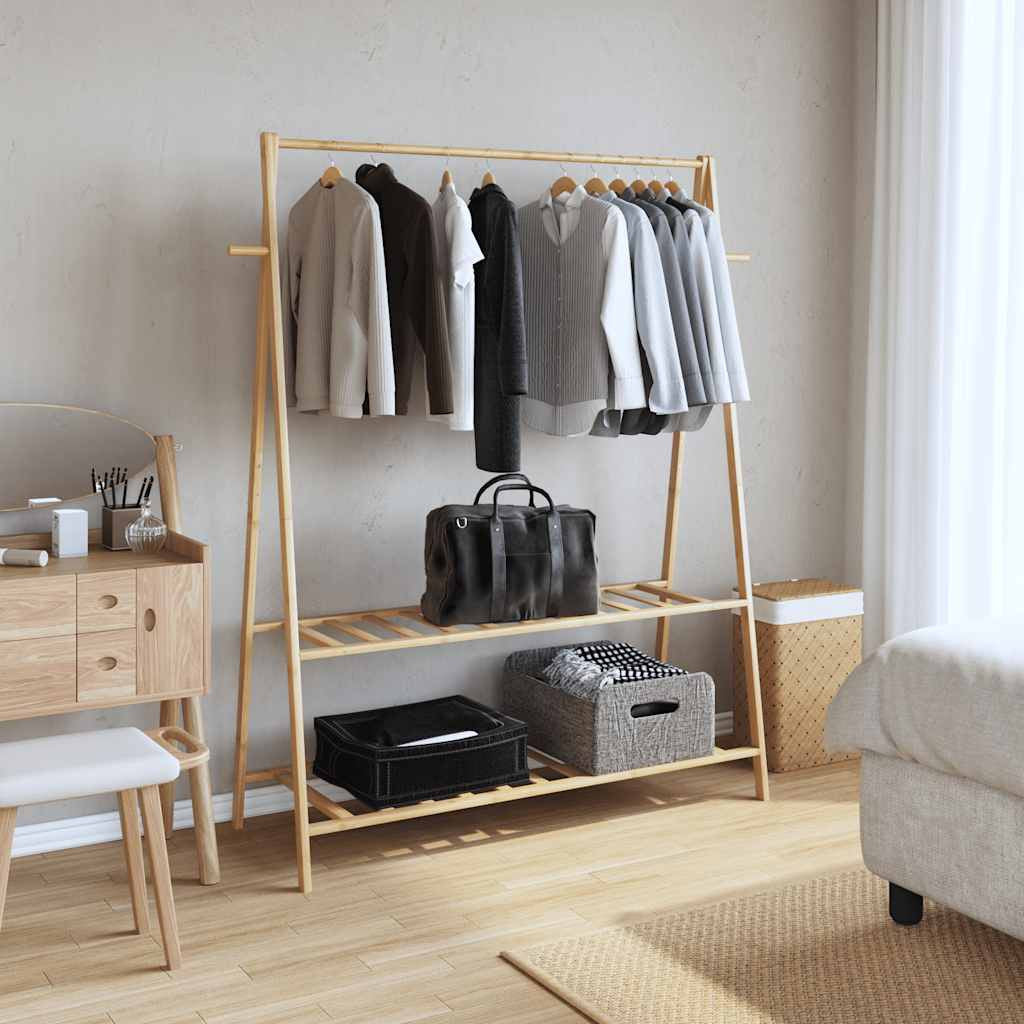 Klädställ med hyllor 132x45,5x150,5 cm Bambu