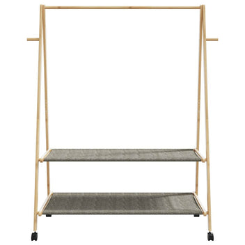 Klädställning med hyllor och hjul 132x45,5x155,5 cm bambu