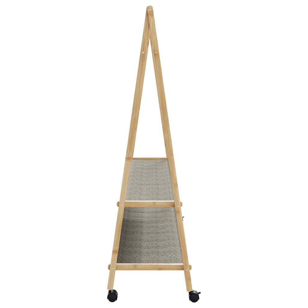 Klädställning med hyllor och hjul 132x45,5x155,5 cm bambu