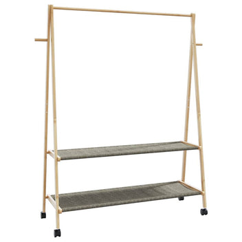 Klädställning med hyllor och hjul 132x45,5x155,5 cm bambu