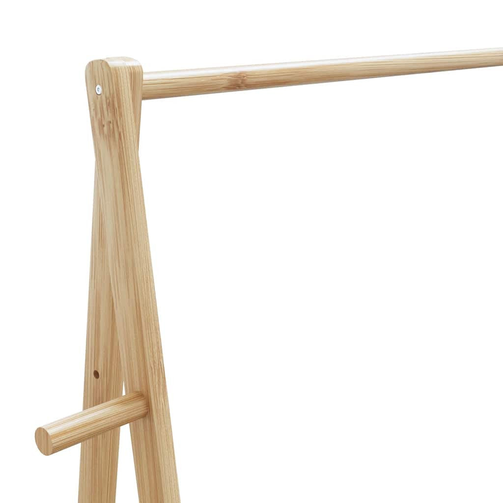 Klädställning med hyllor och hjul 132x45,5x155,5 cm bambu