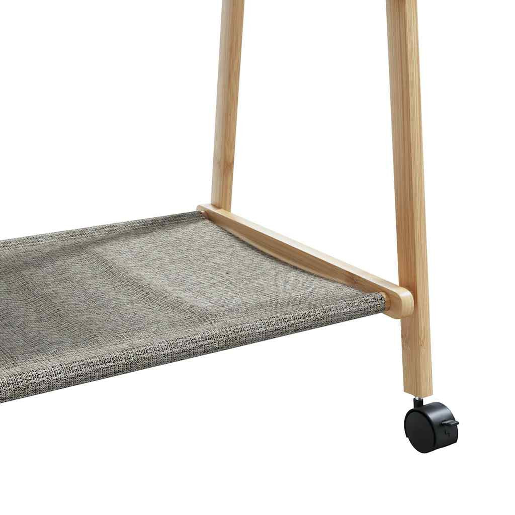 Klädställning med hyllor och hjul 132x45,5x155,5 cm bambu