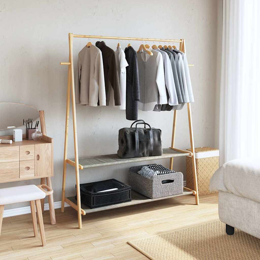 Klädställ med hyllor 132x45,5x150,5 cm Bambu