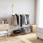 vidaXL-vaateteline koukuilla ja pyörillä 100x35x157 cm bambu