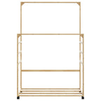 Vaateteline hyllyillä ja pyörillä 90x35x155 cm bambu