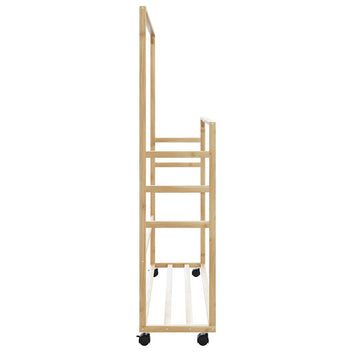 Klädställning med hyllor och hjul 90x35x155 cm bambu