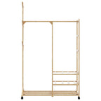 Vaateteline hyllyillä ja pyörillä 100x38x175,5 cm bambu