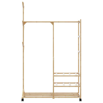 Klädställning med hyllor och hjul 100x38x175,5 cm bambu