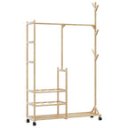 Vaateteline hyllyillä ja pyörillä 100x38x175,5 cm bambu