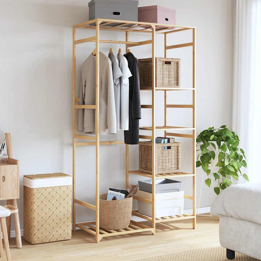 Vaateteline hyllyillä 100x50x184,5 cm Bambu